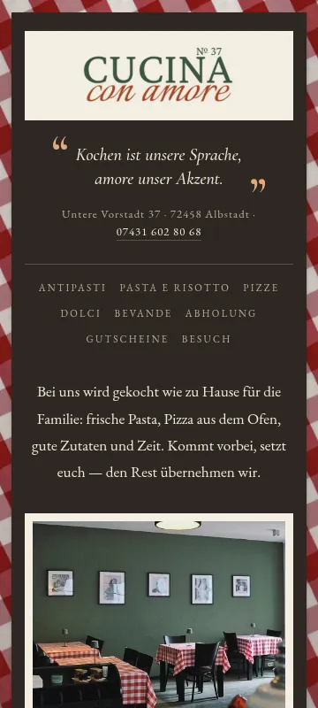 Home page of cucina-albstadt.de on mobile