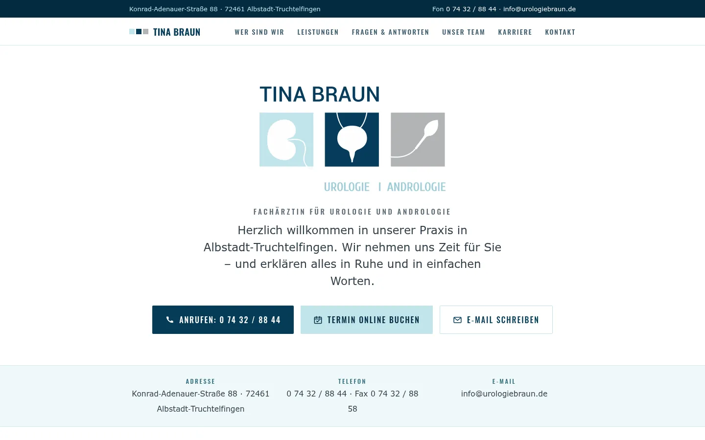Home page of urologiebraun.de on desktop