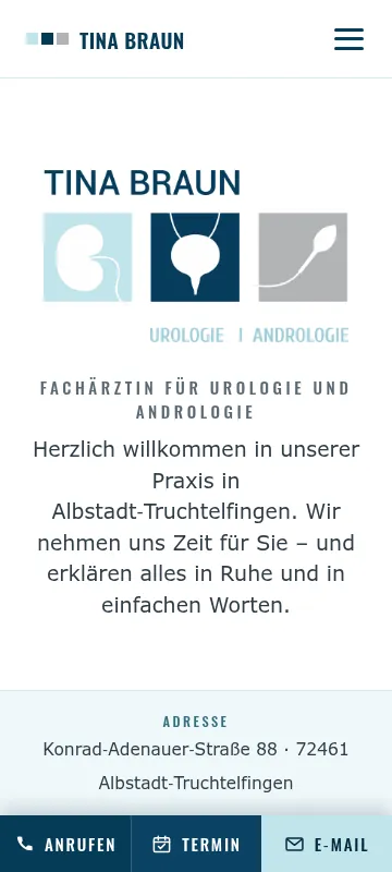 Home page of urologiebraun.de on mobile